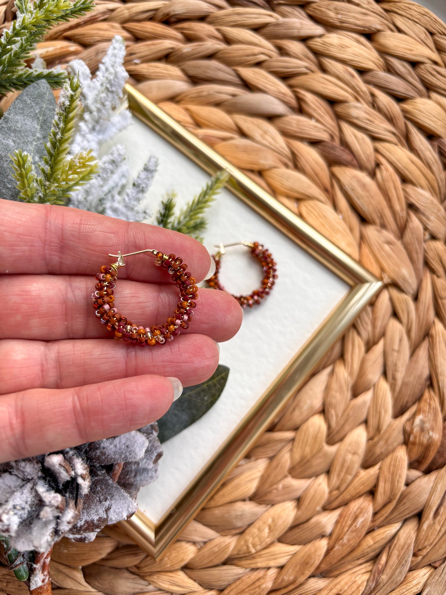 Festive Beaded Hoops