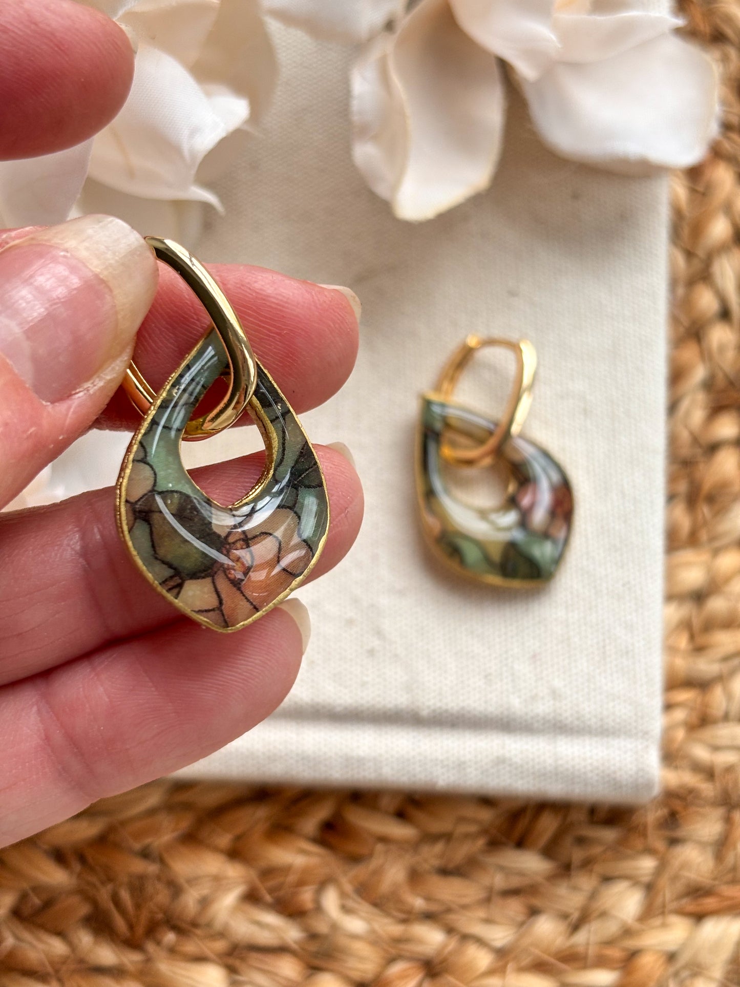 Stained Glass Teardrop Charms & Huggies