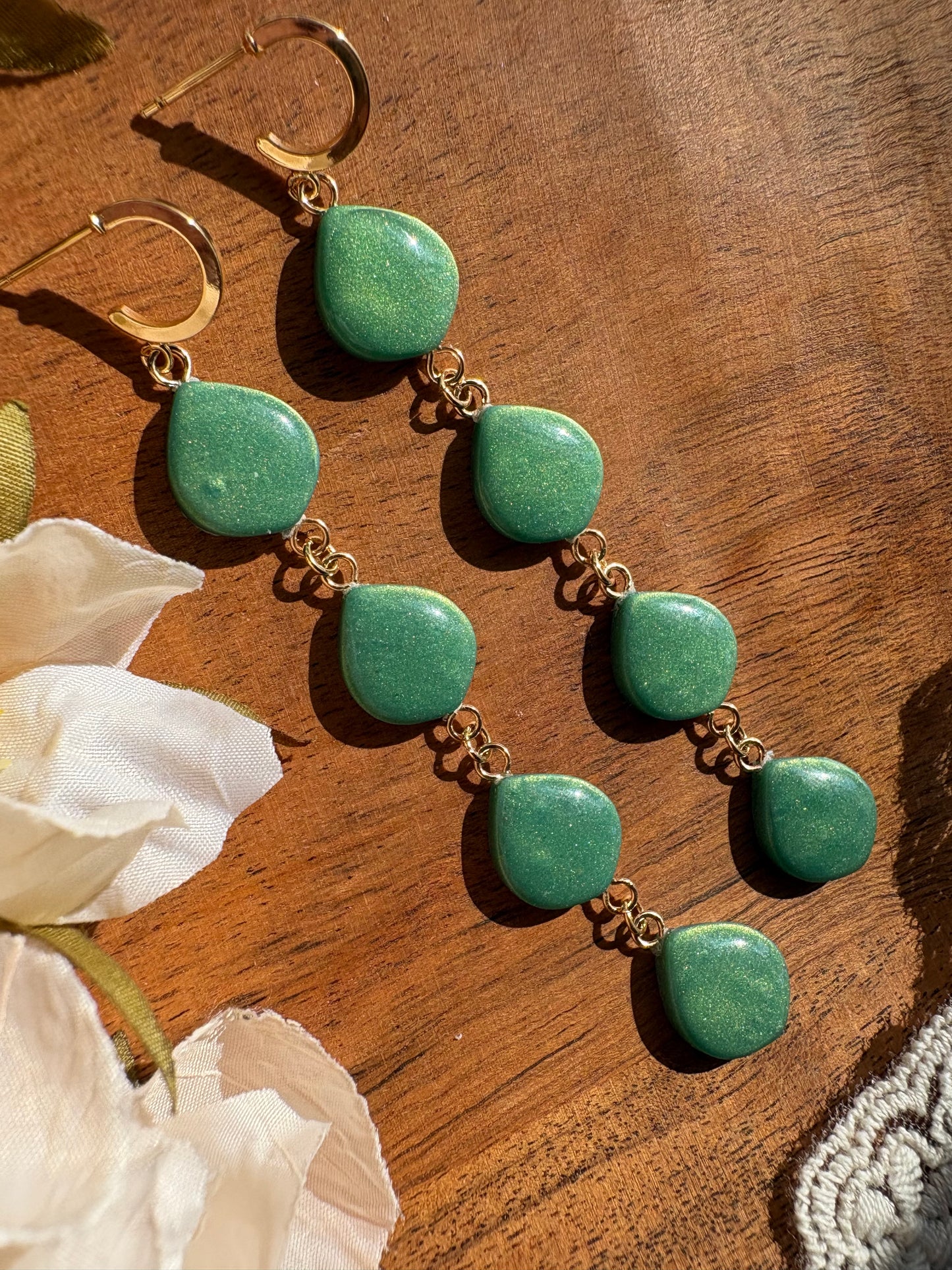 Autumn Green metallic drops