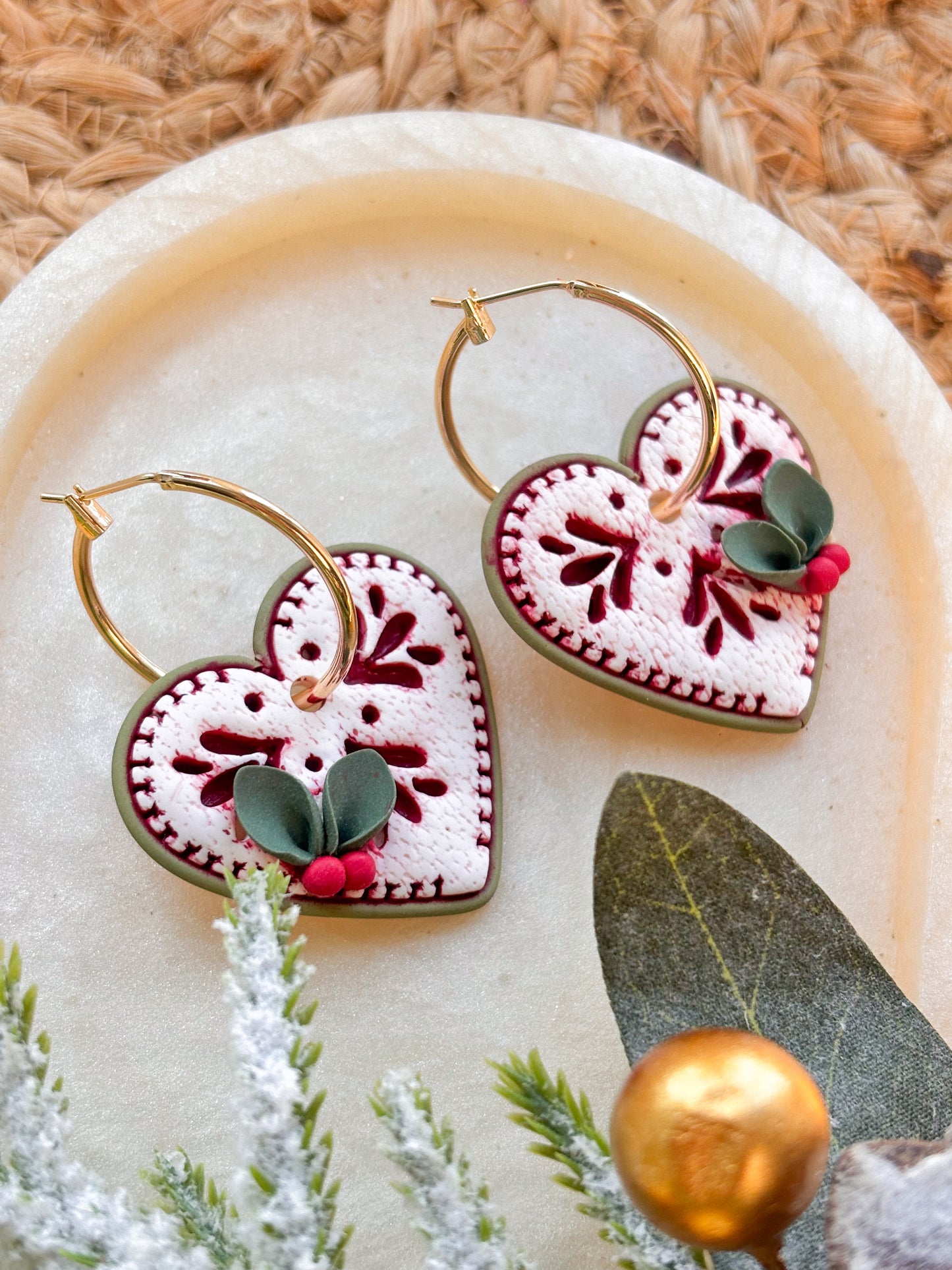 Scandi Style Heart and Holly Hoops