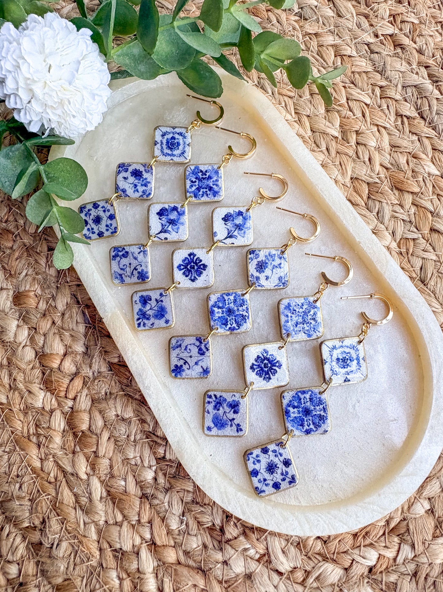 Vintage tile triple dangles