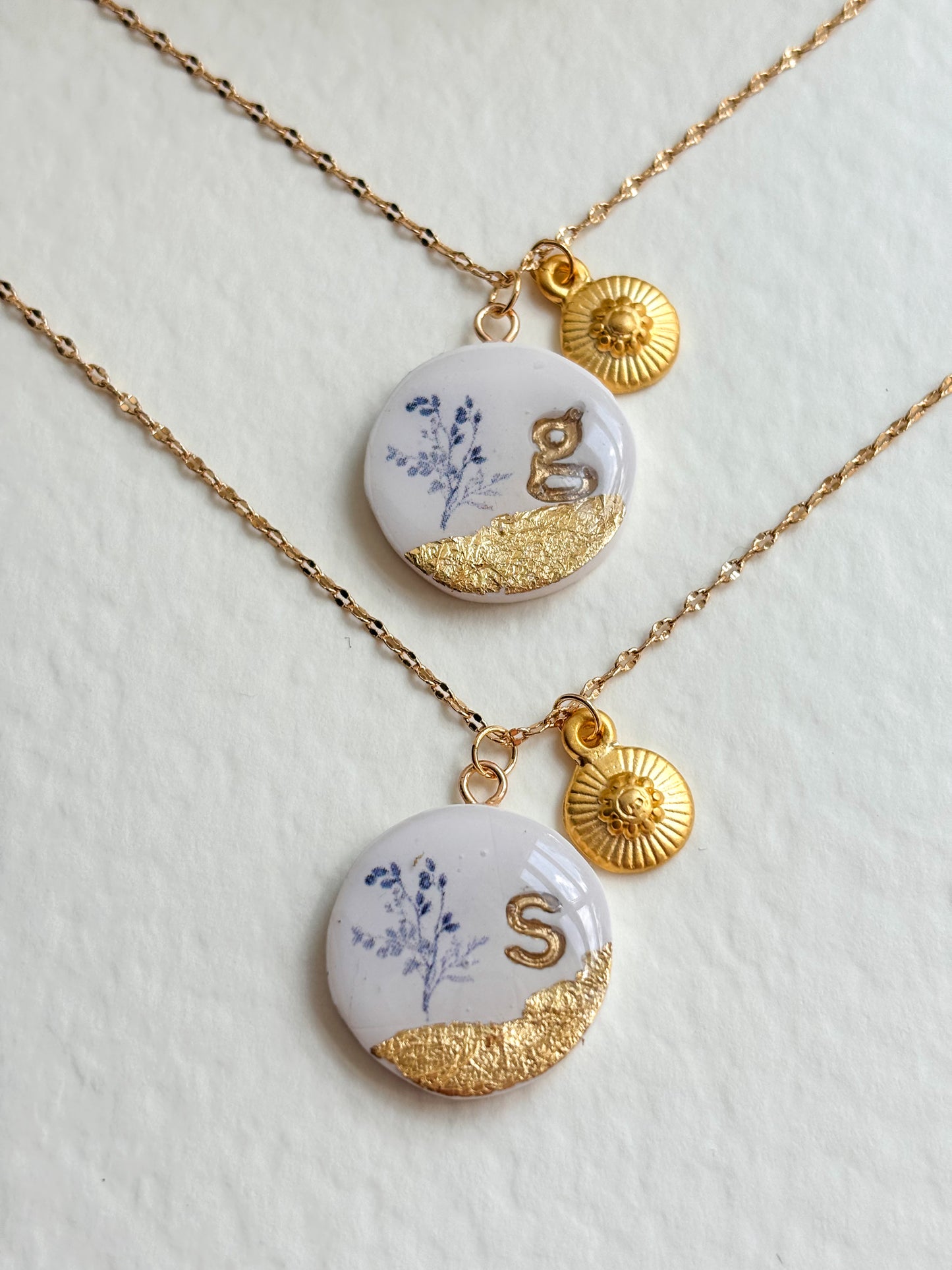 Initial Charm Necklace - S and G