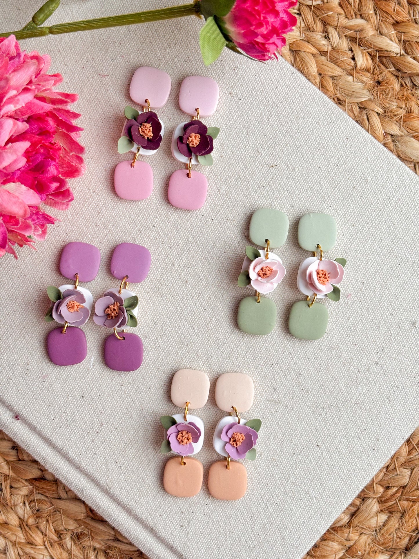 Floral Tile Earrings
