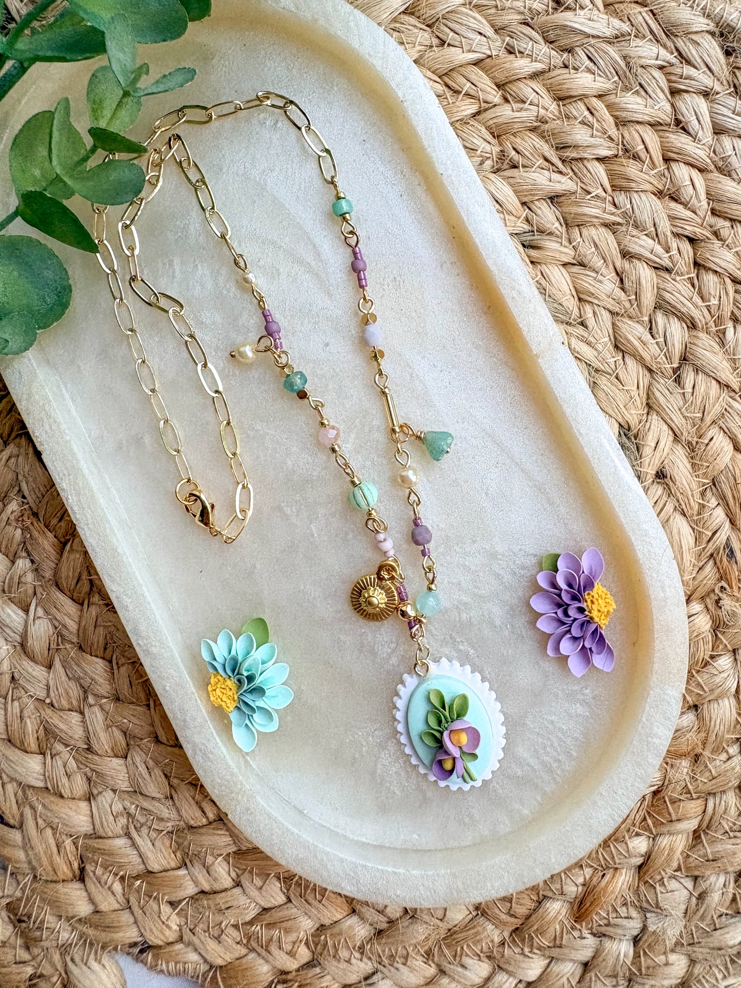 Beaded charm necklace