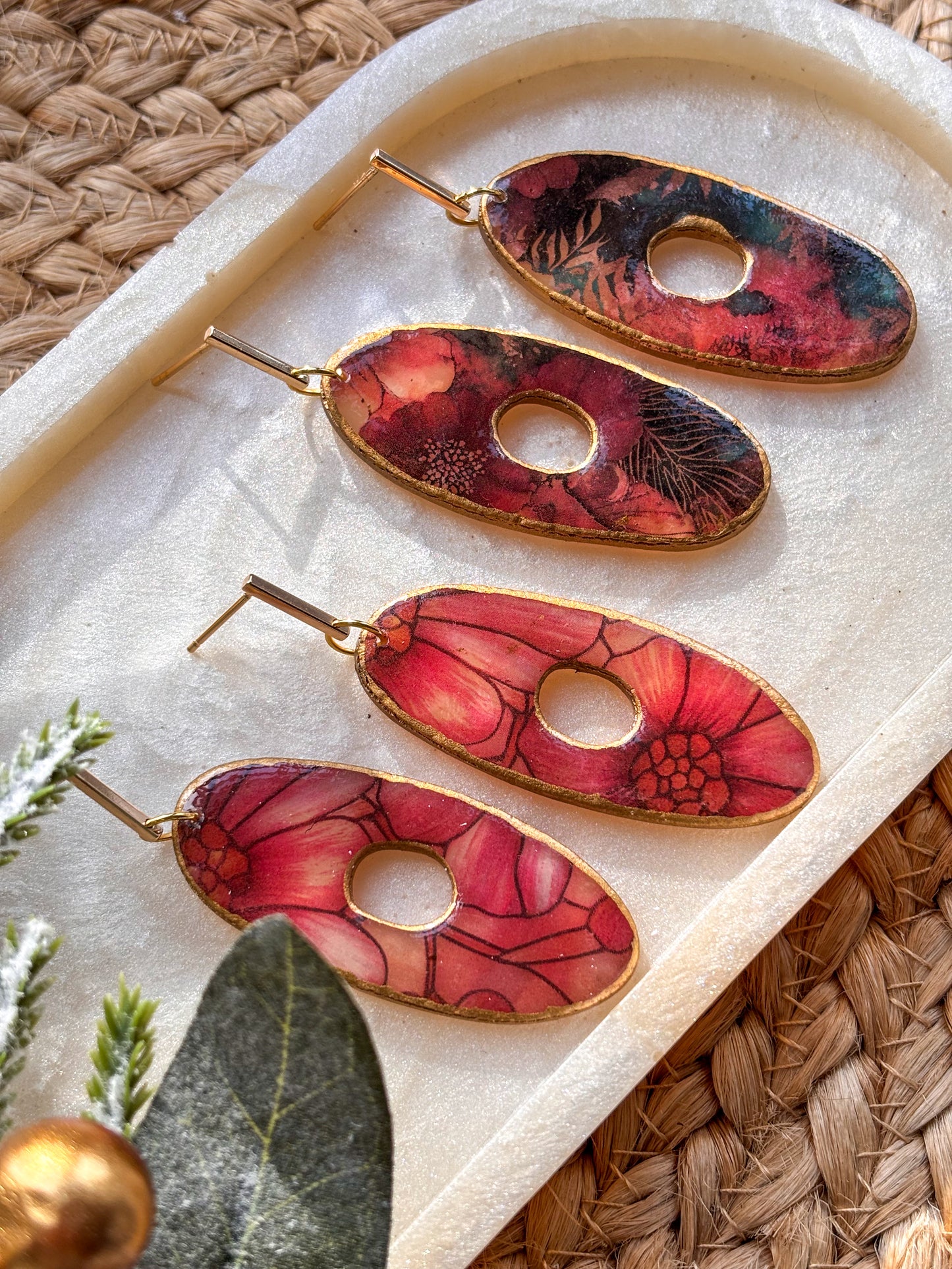 Stained Glass Effect Long Doughnut Dangles