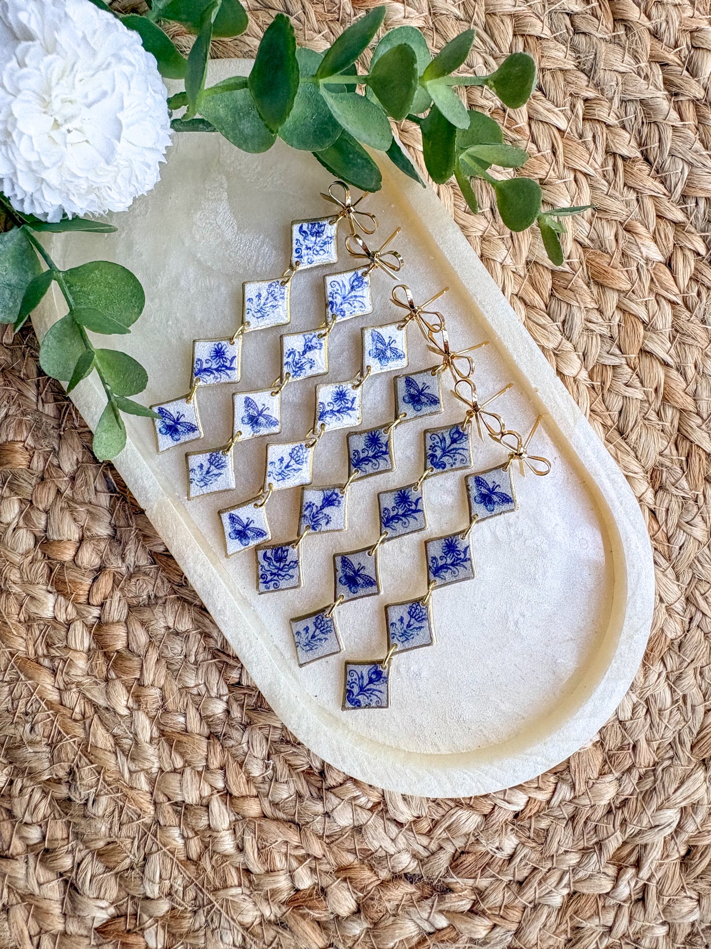 Vintage tiles earrings ~ diamond