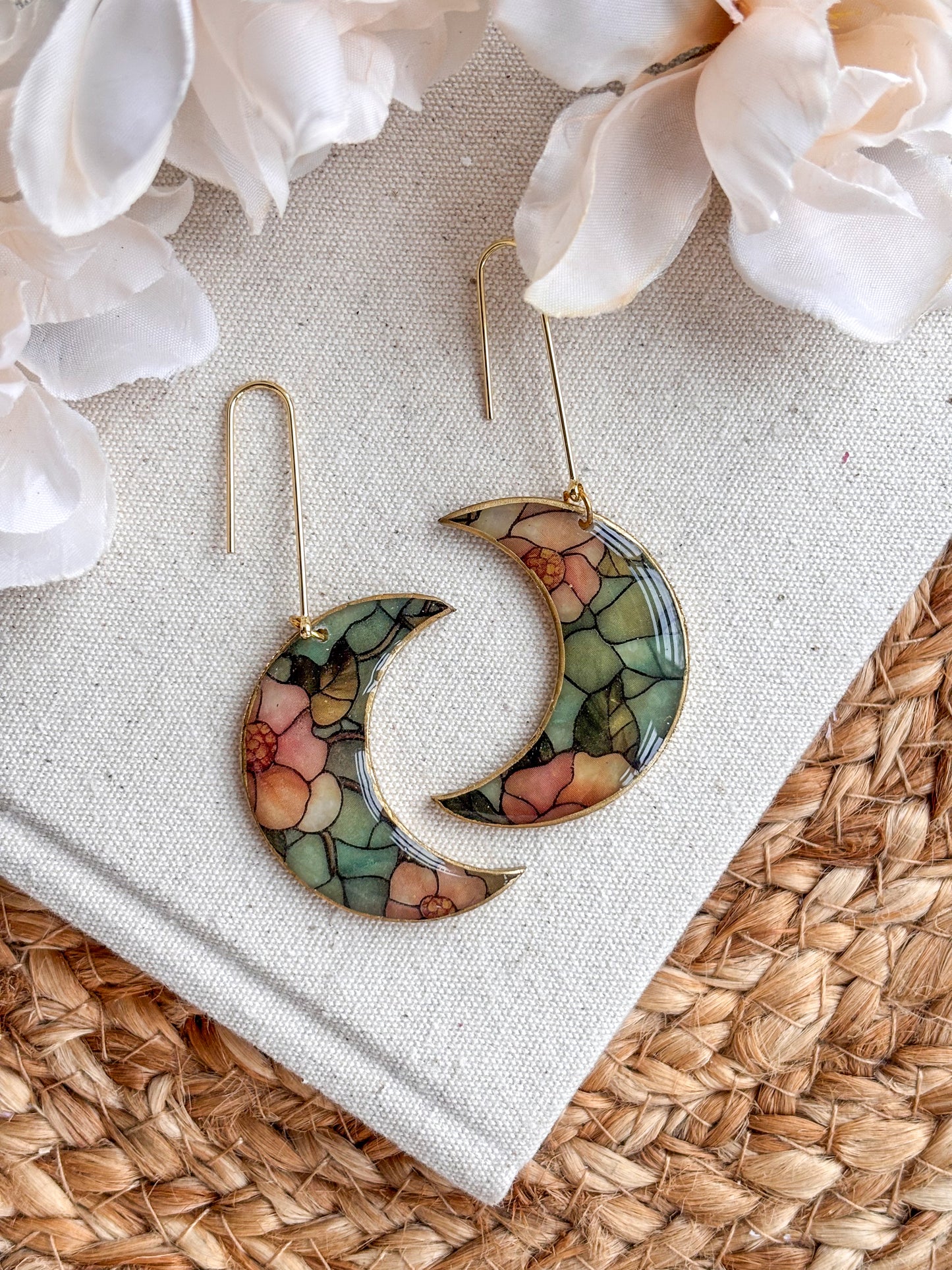 Stained Glass Effect Crescent Moons