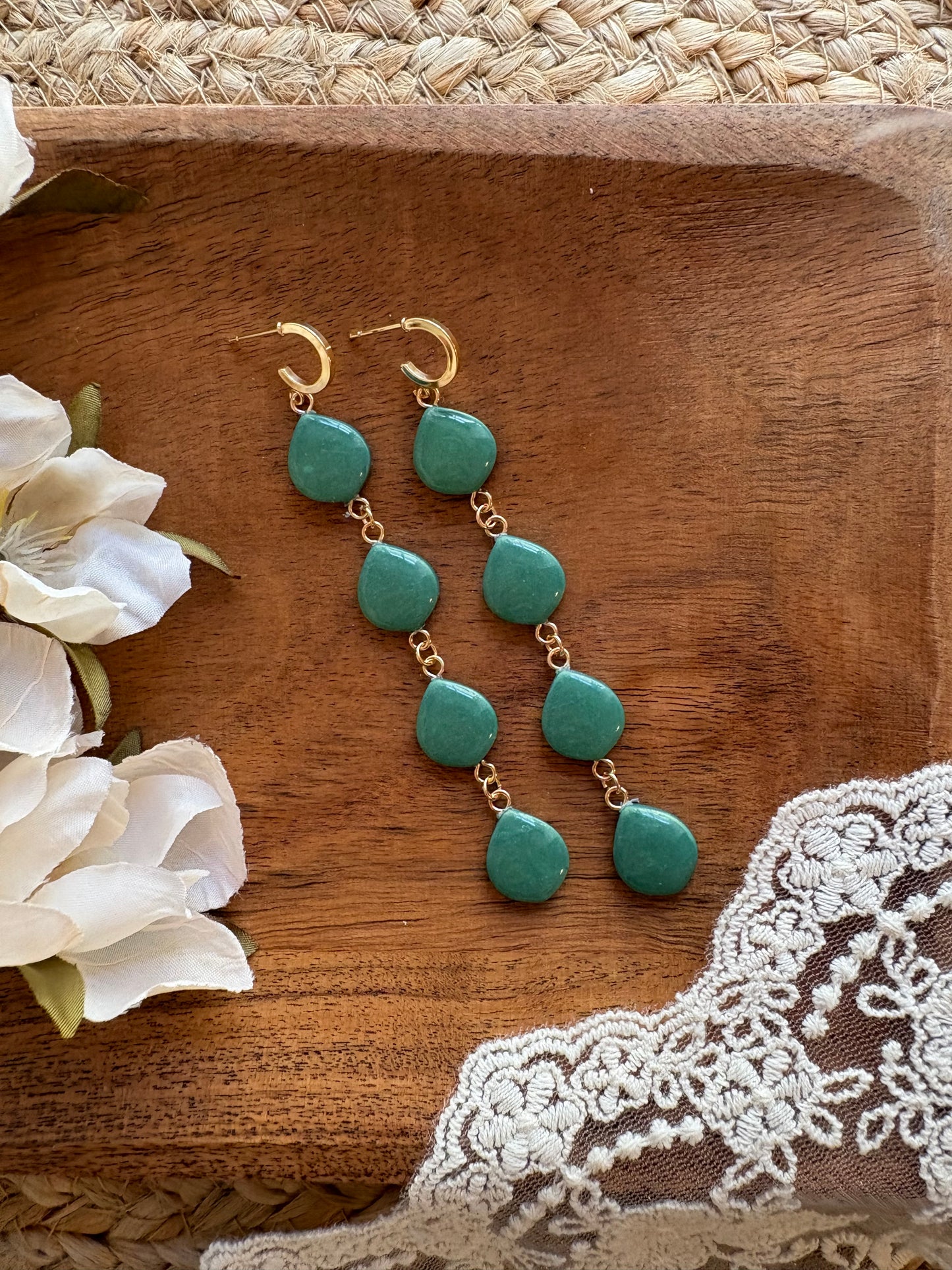 Autumn Green metallic drops