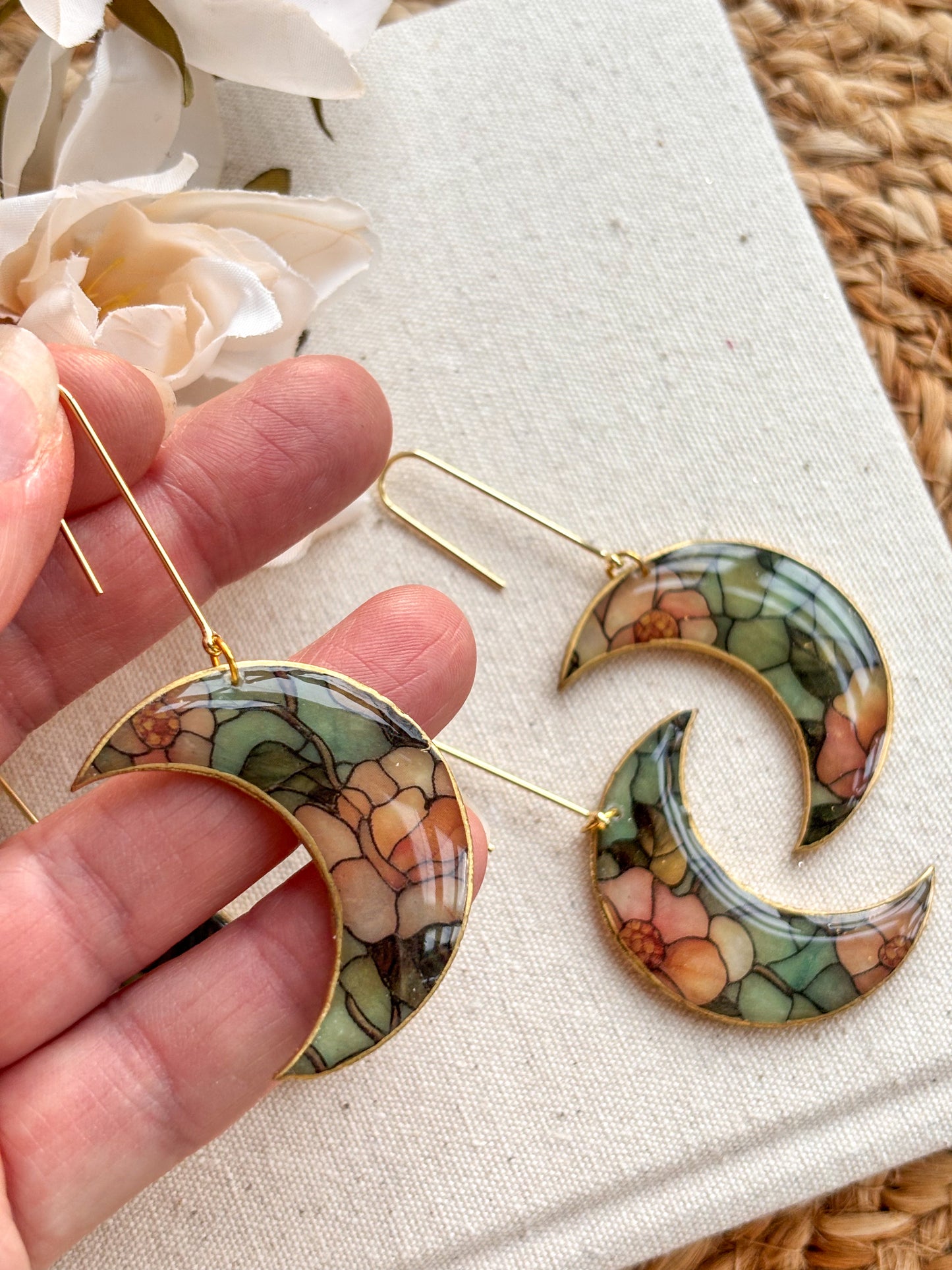Stained Glass Effect Crescent Moons