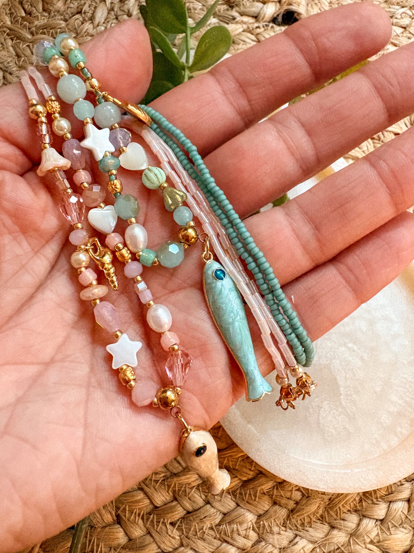 Little fishy beaded necklace