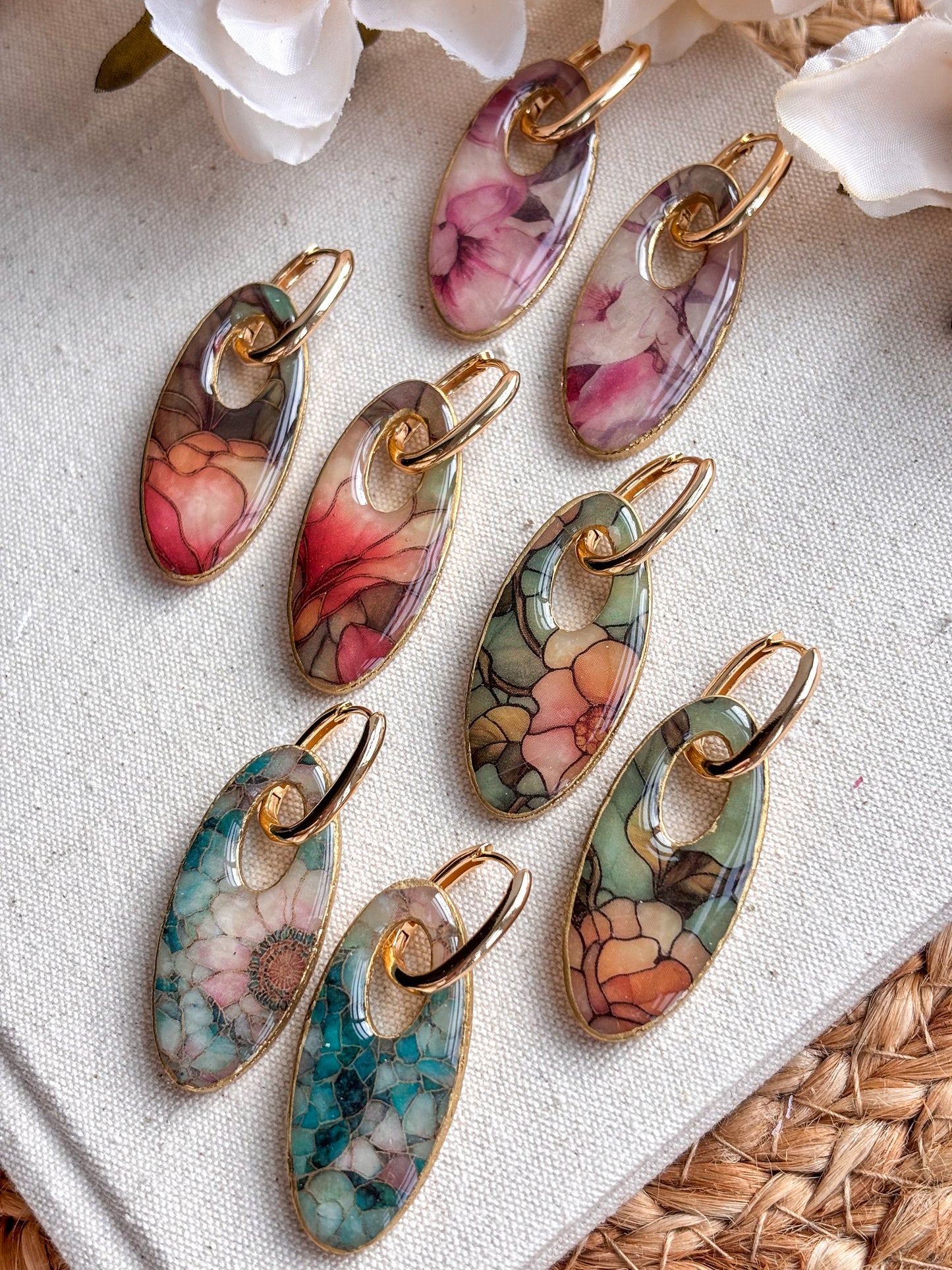 Oval Stained Glass Charms & Huggies