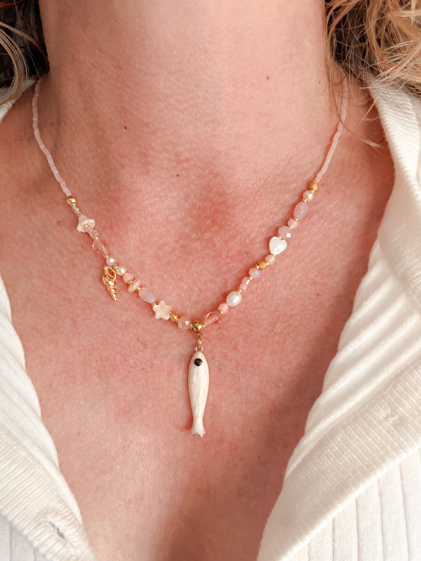 Little fishy beaded necklace