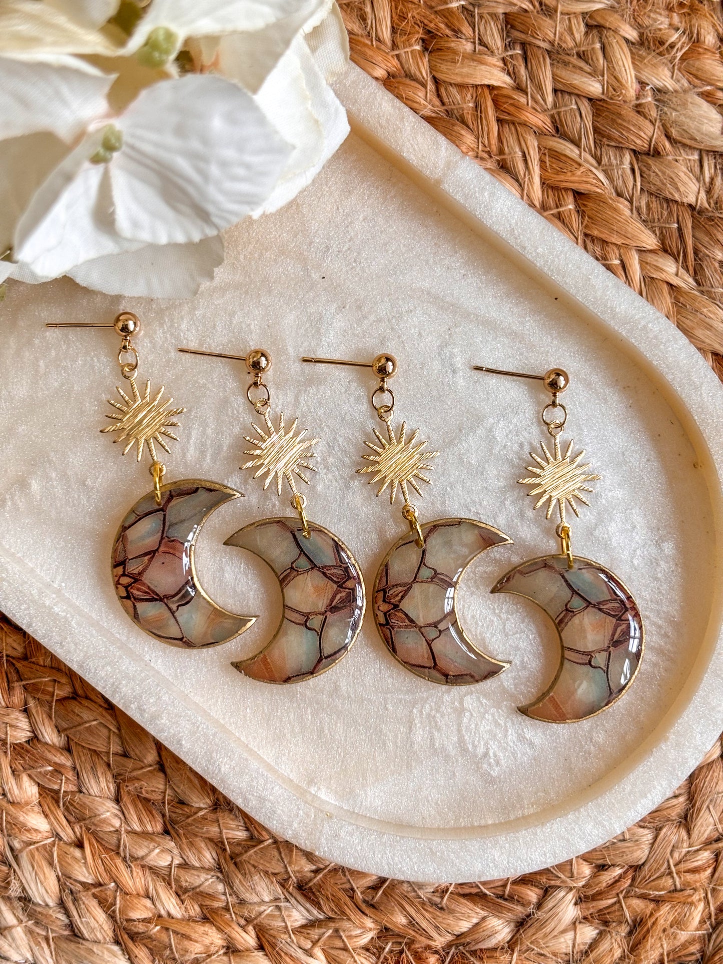 Sunburst Moon Dangles