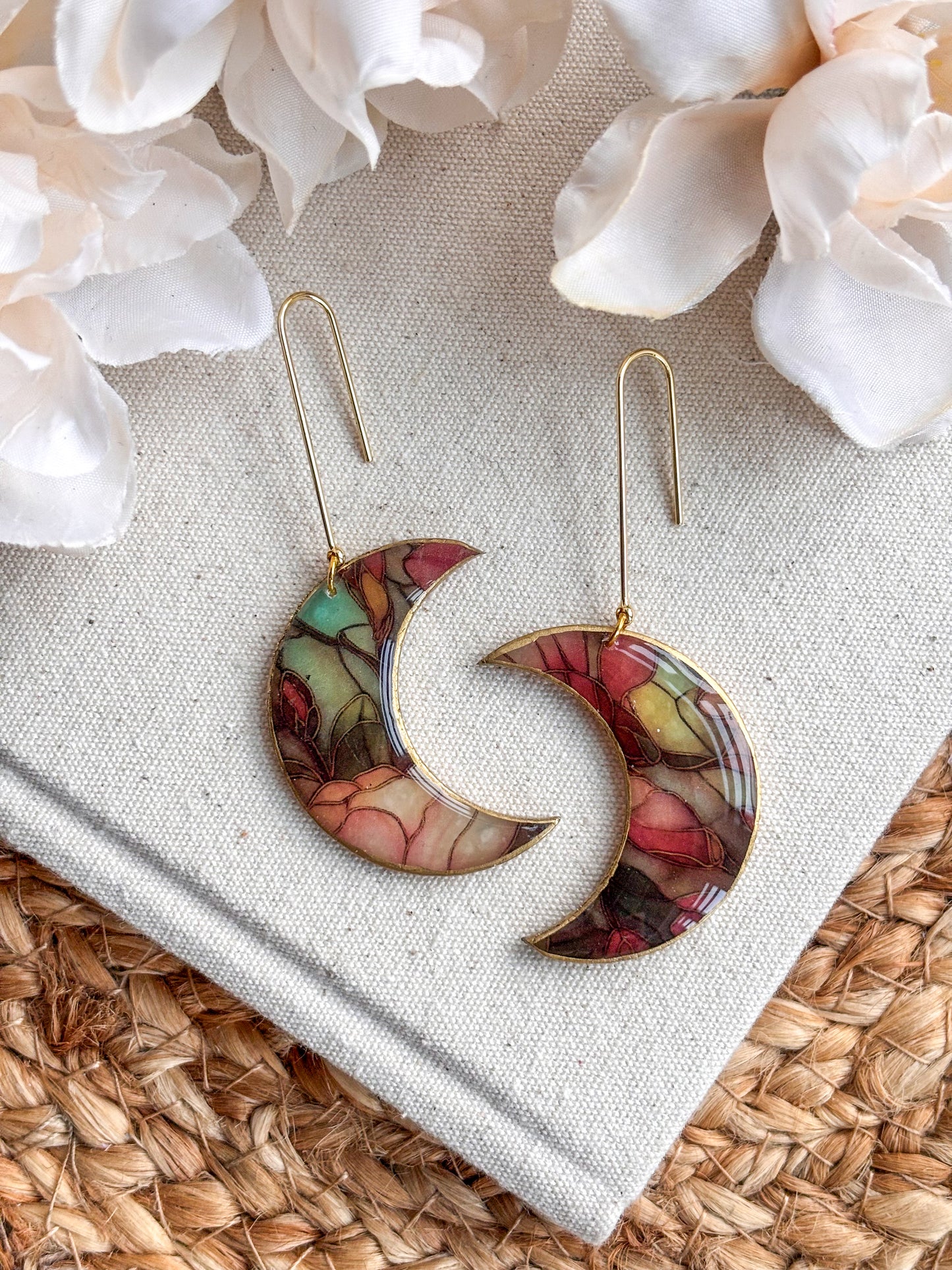 Stained Glass Effect Crescent Moons