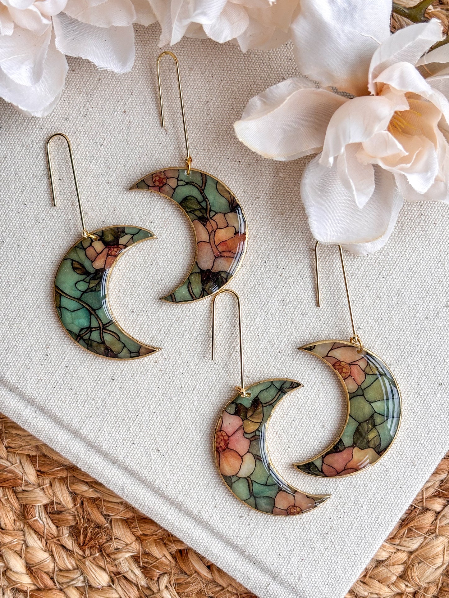 Stained Glass Effect Crescent Moons
