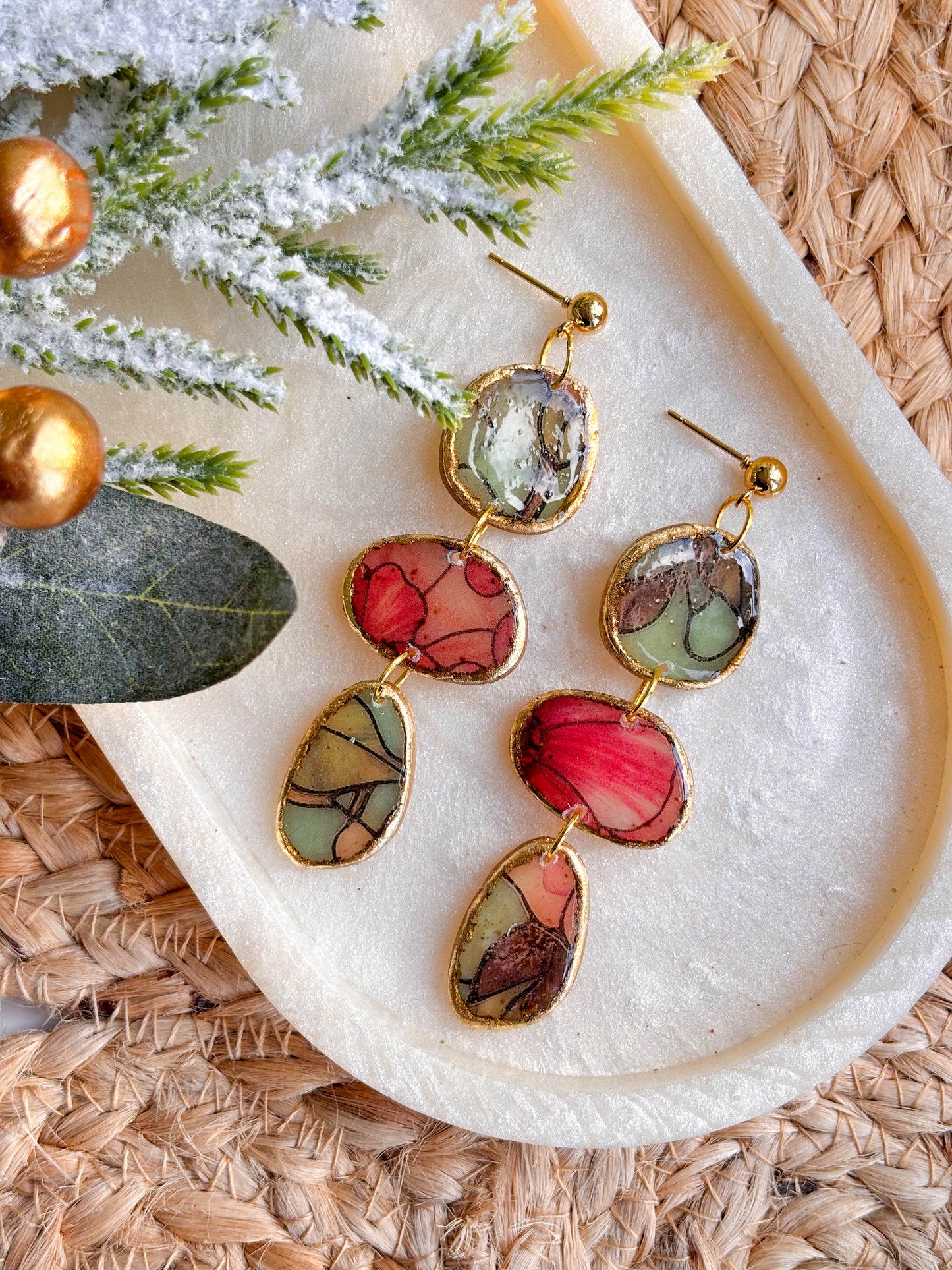 Stained Glass Effect Pebble Dangles