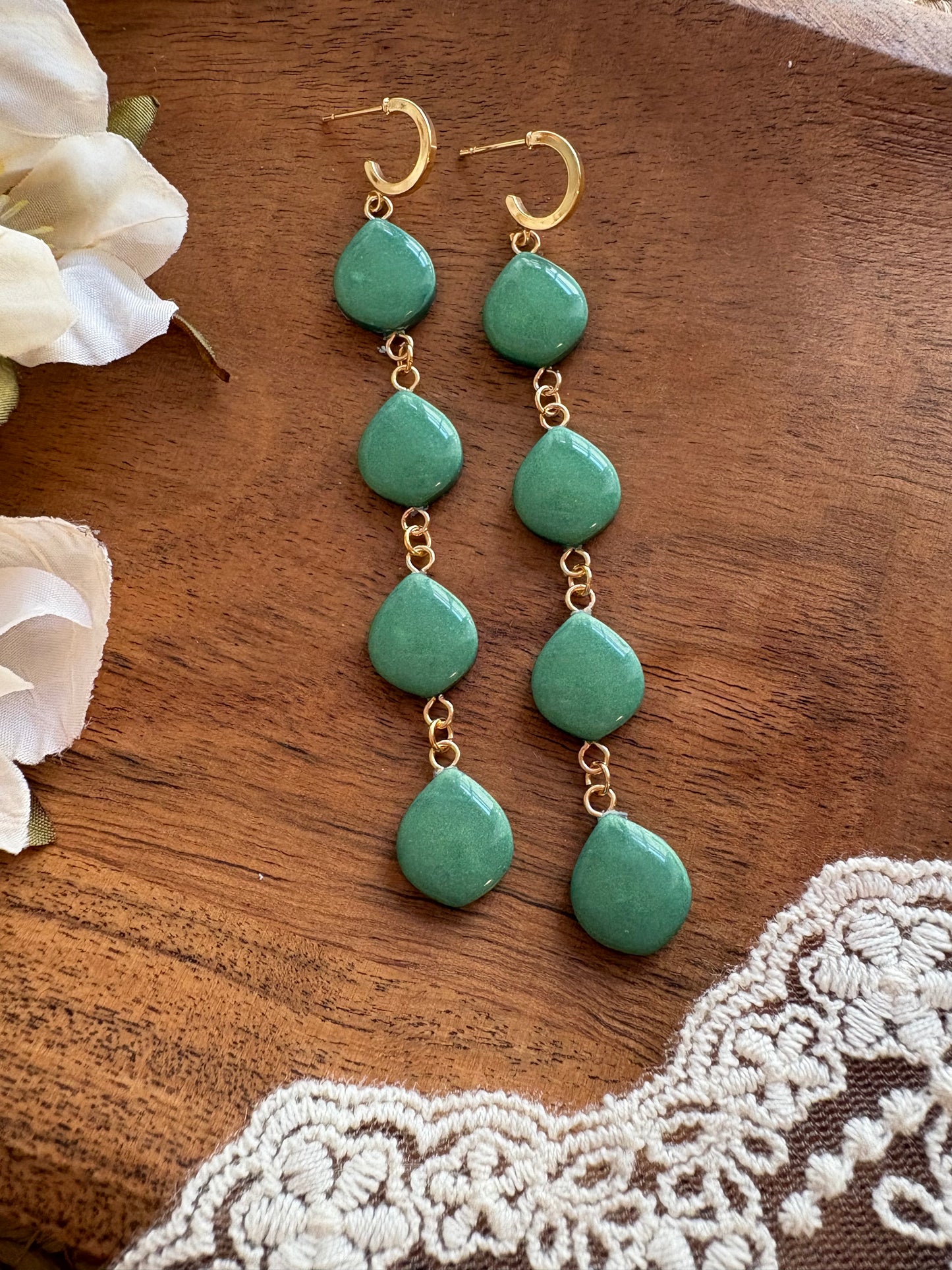 Autumn Green metallic drops