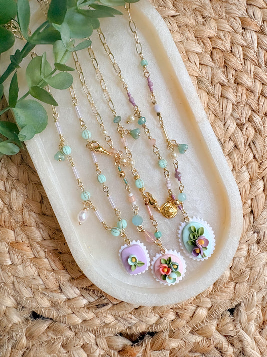 Beaded charm necklace