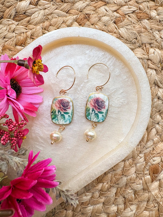 Vintage print Pearl drops