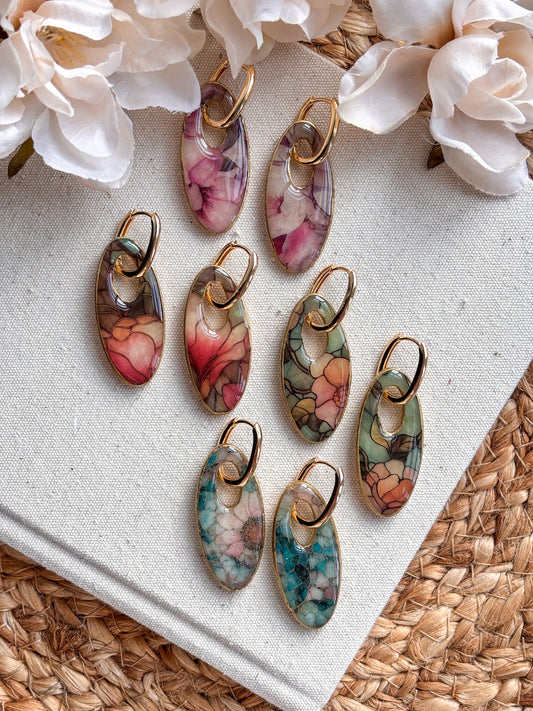 Oval Stained Glass Charms & Huggies