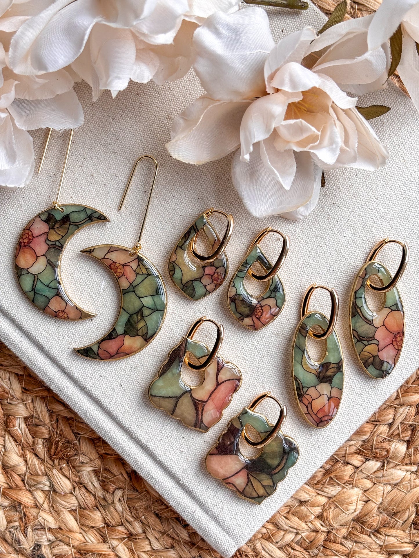 Stained Glass Teardrop Charms & Huggies