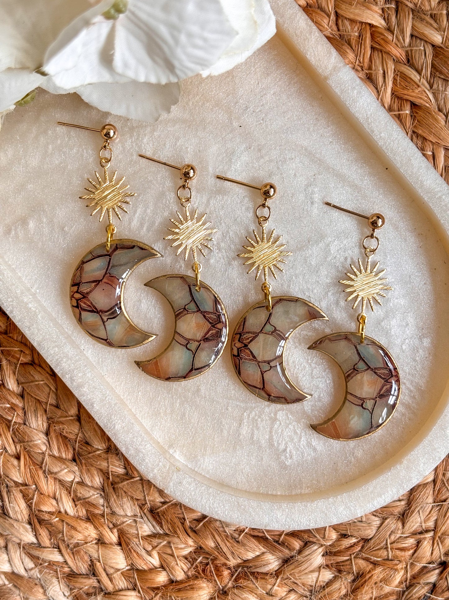 Sunburst Moon Dangles