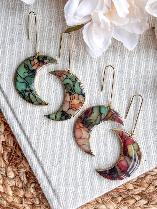 Stained Glass Effect Crescent Moons