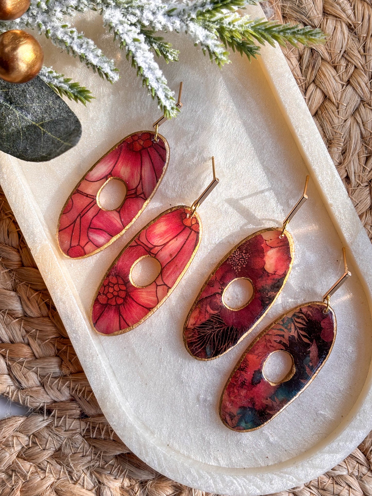 Stained Glass Effect Long Doughnut Dangles