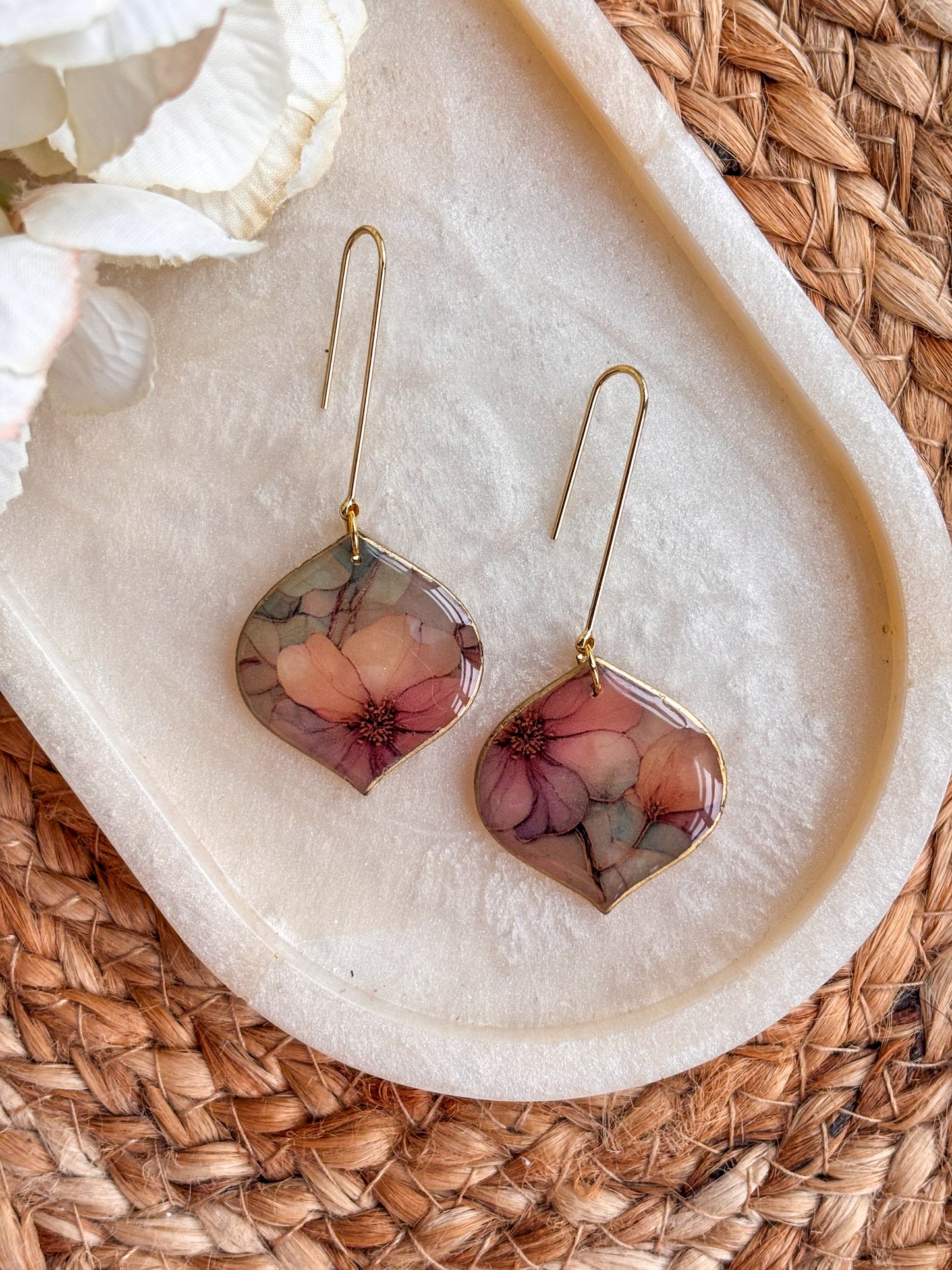 Stained Glass Effect Floral Dangles