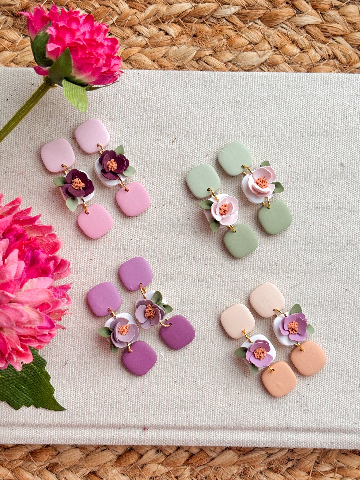 Floral Tile Earrings