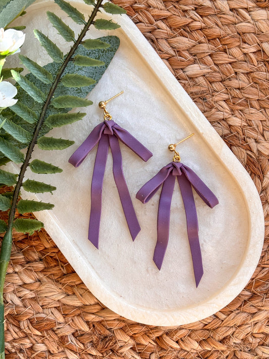 Dainty Purple Bow Earrings