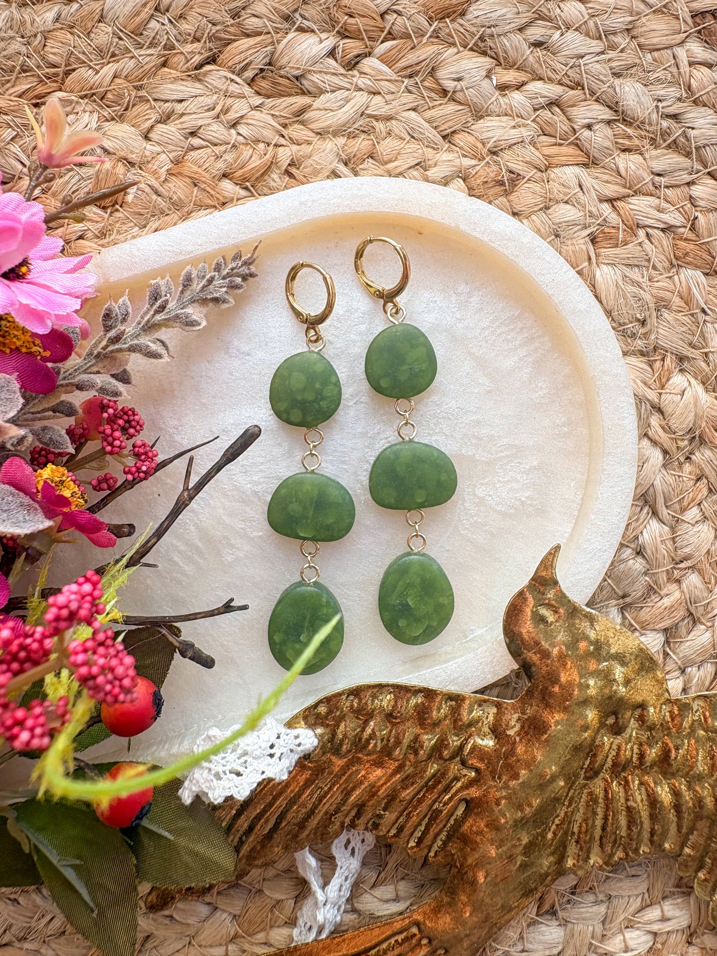 Faux sea glass pebble huggies