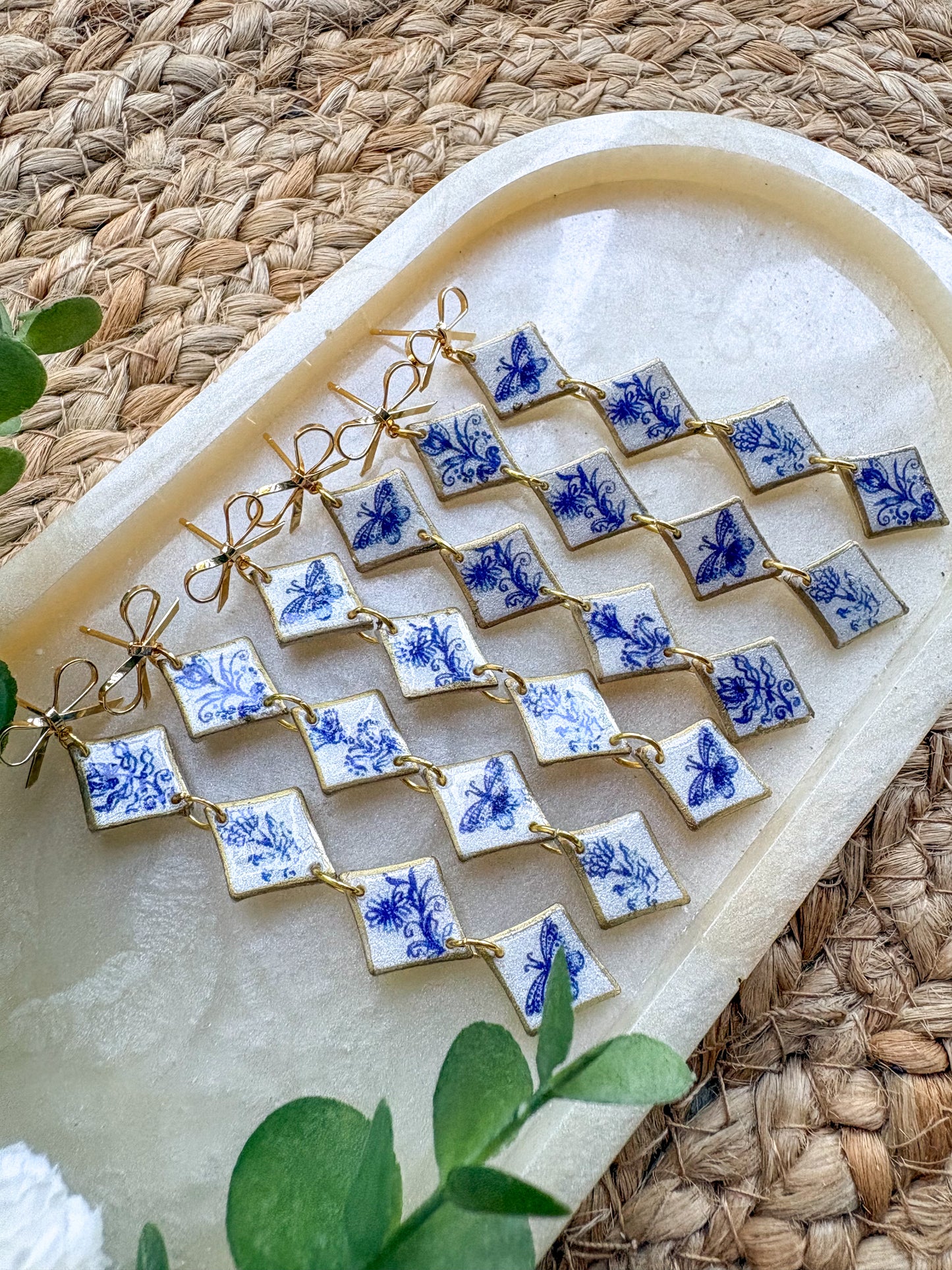 Vintage tiles earrings ~ diamond