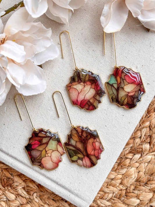 Stained Glass Effect Moroccan Dangles (Ruby)