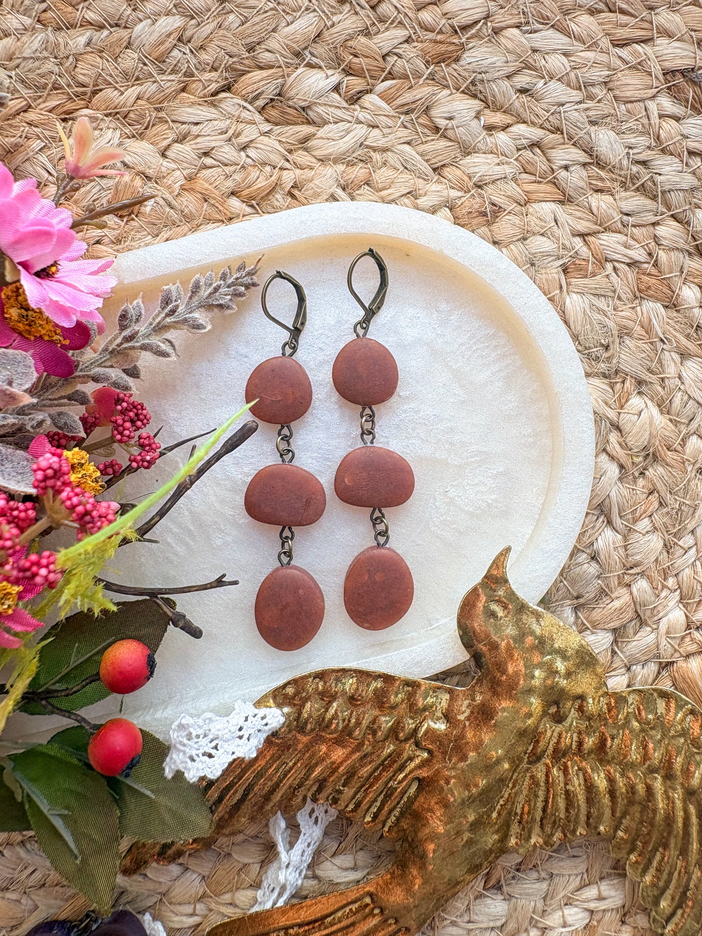 Faux sea glass pebble huggies