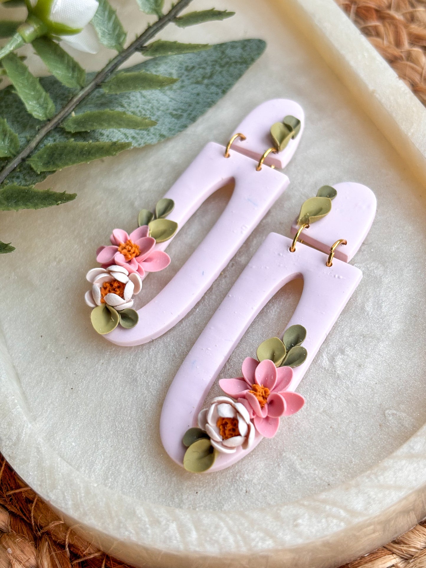 Pink floral Dangles