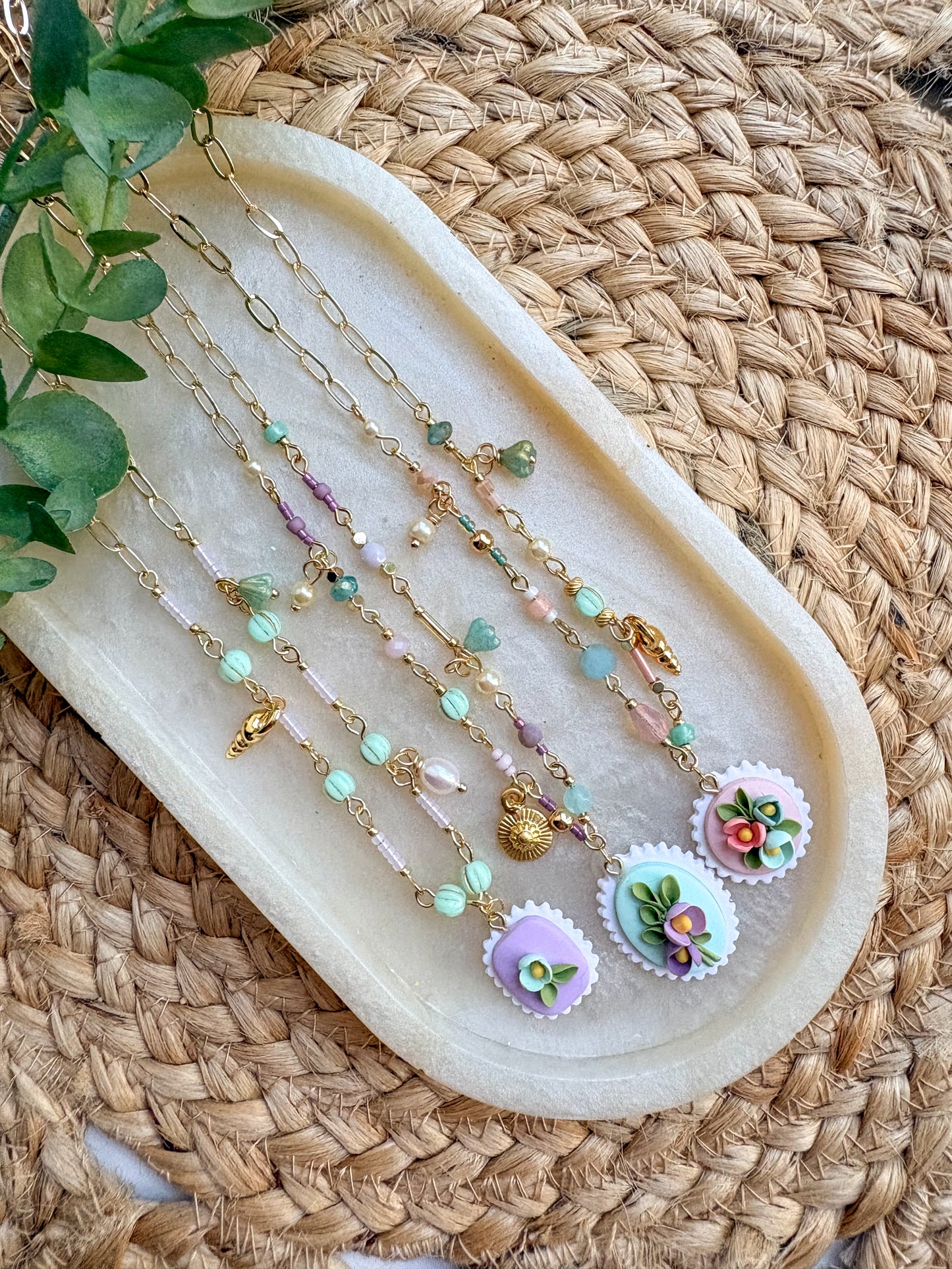 Beaded charm necklace
