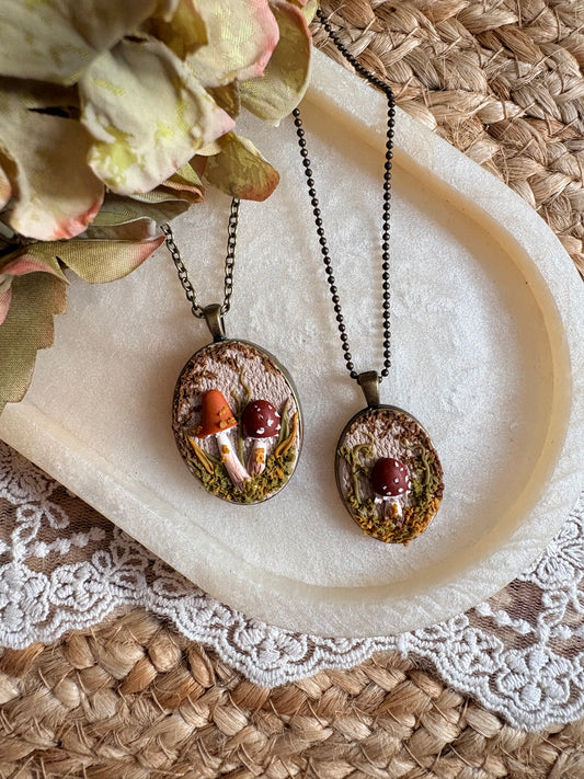 Autumn mushroom necklaces