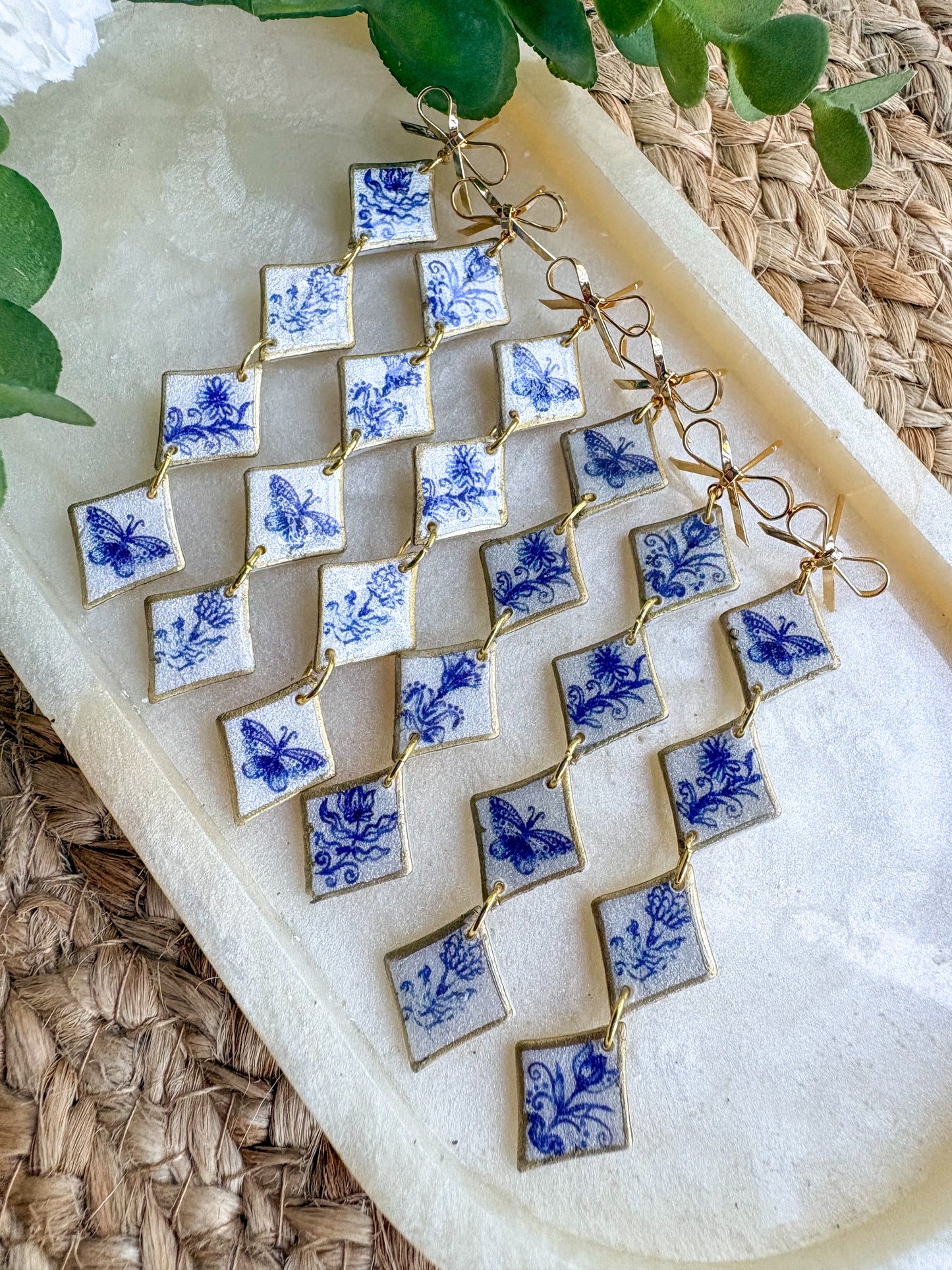 Vintage tiles earrings ~ diamond
