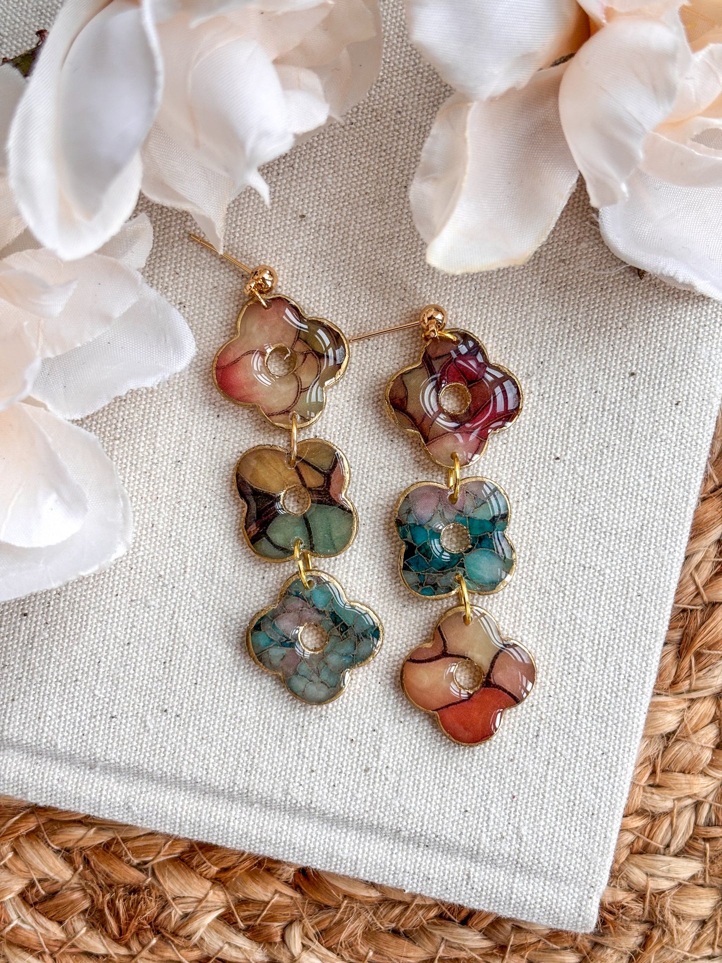 Stained Glass Effect Daisy Dangles