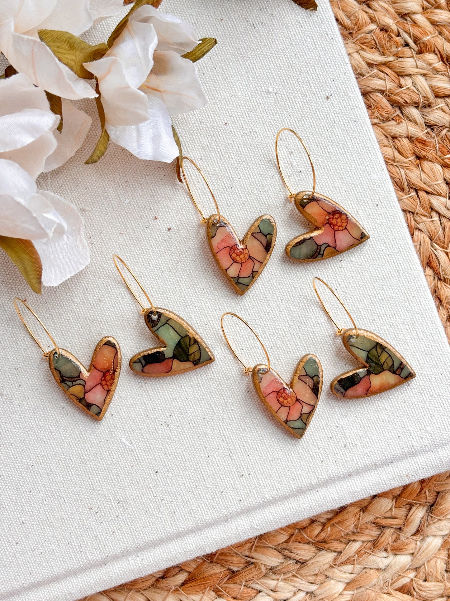 Stained Glass Heart Hoops