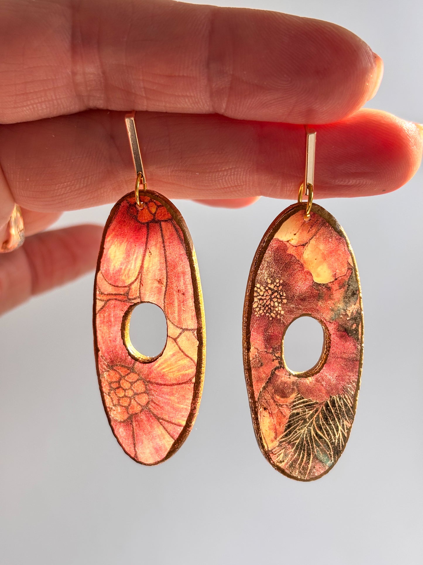 Stained Glass Effect Long Doughnut Dangles