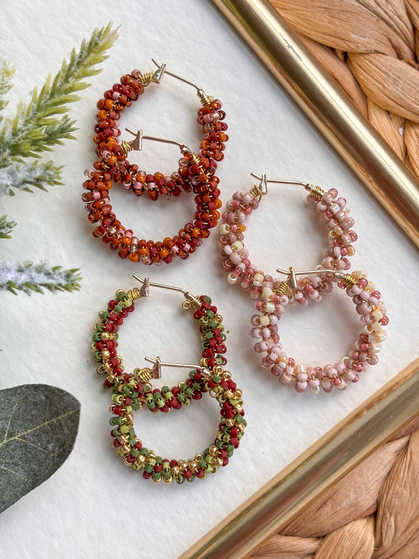 Festive Beaded Hoops