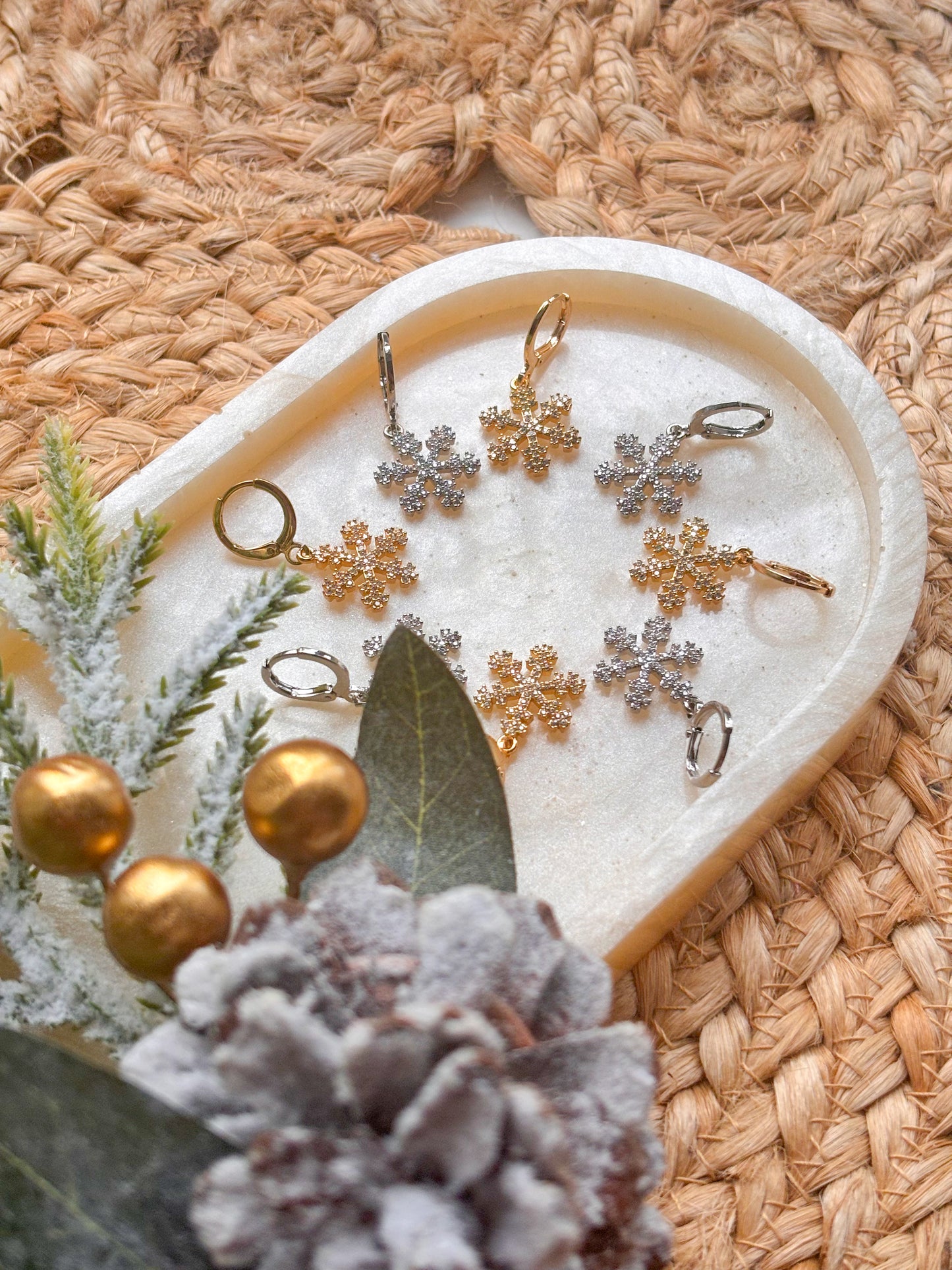 Sparkly Snowflake Huggies