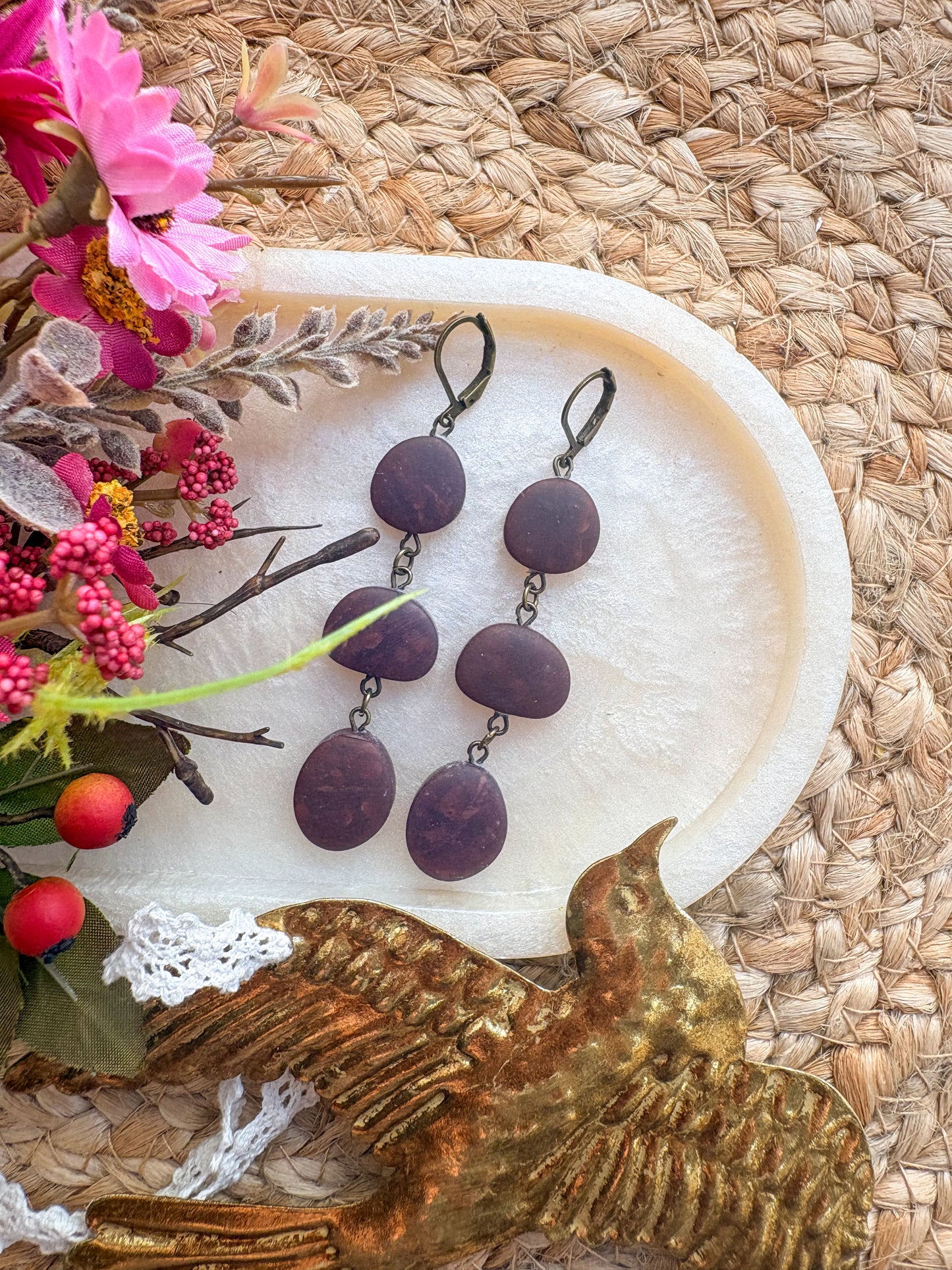 Faux sea glass pebble huggies