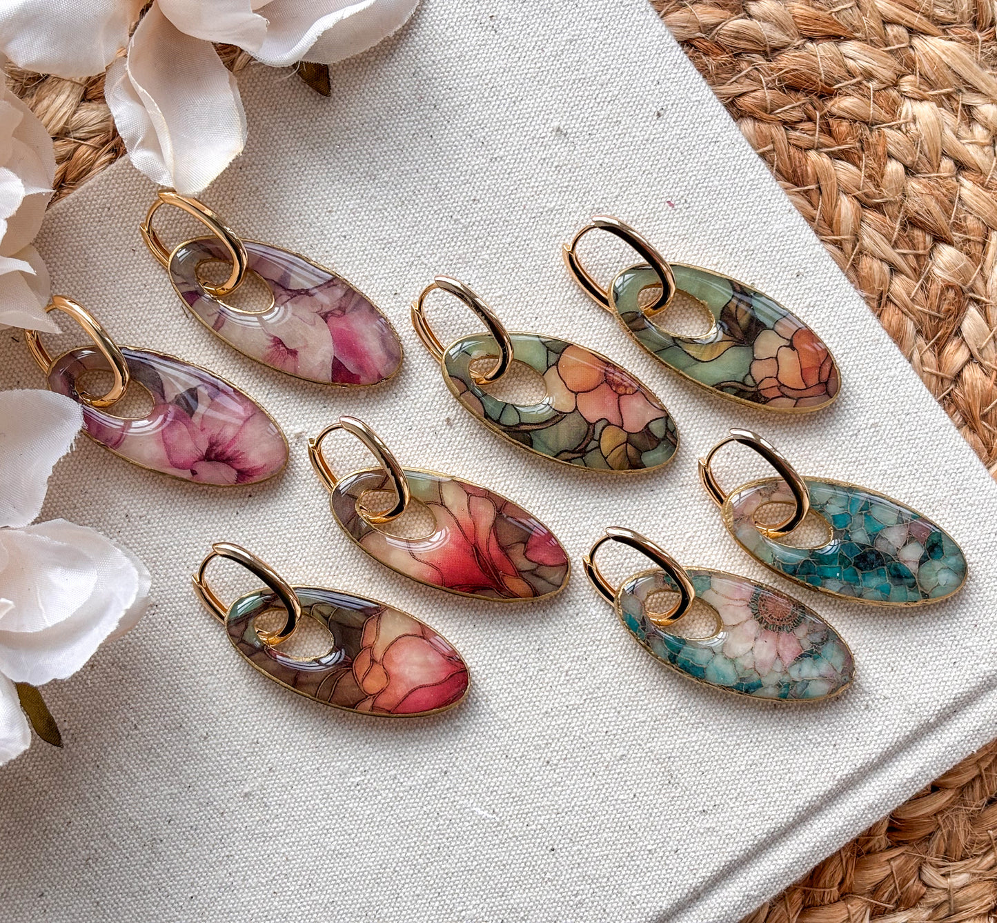 Oval Stained Glass Charms & Huggies