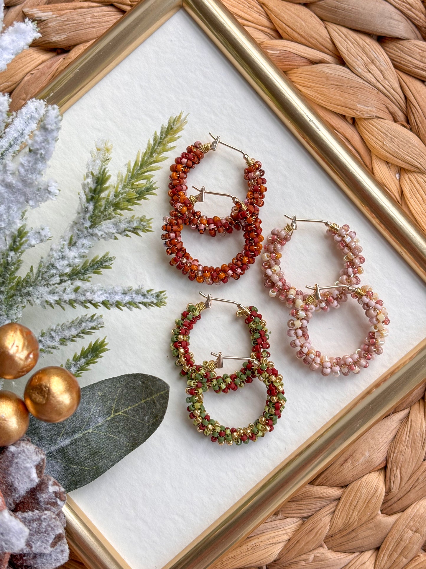 Festive Beaded Hoops