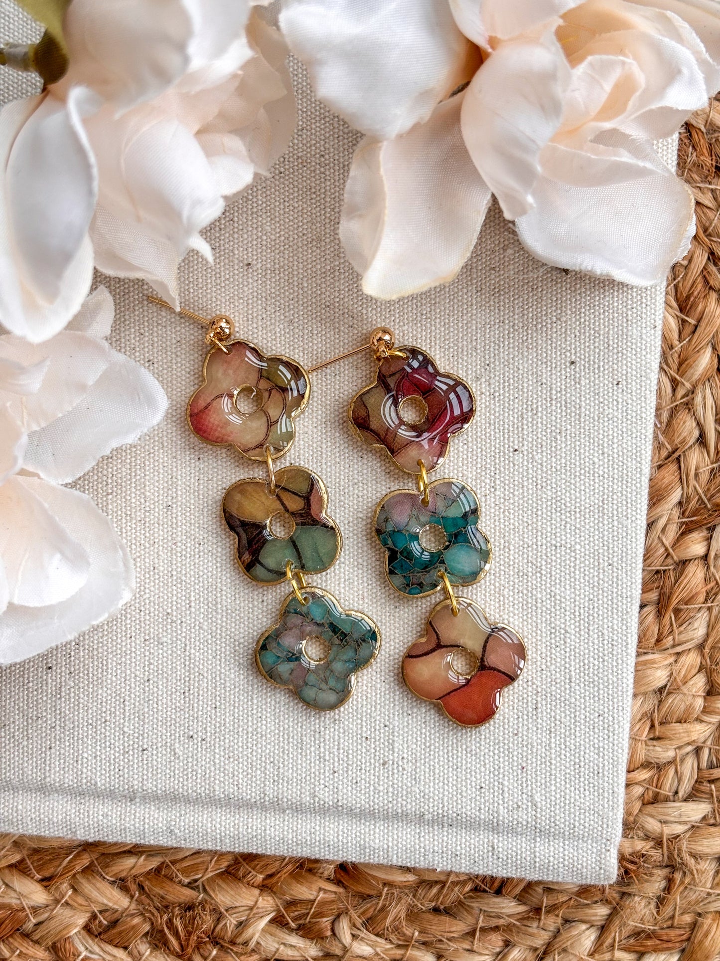 Stained Glass Effect Daisy Dangles