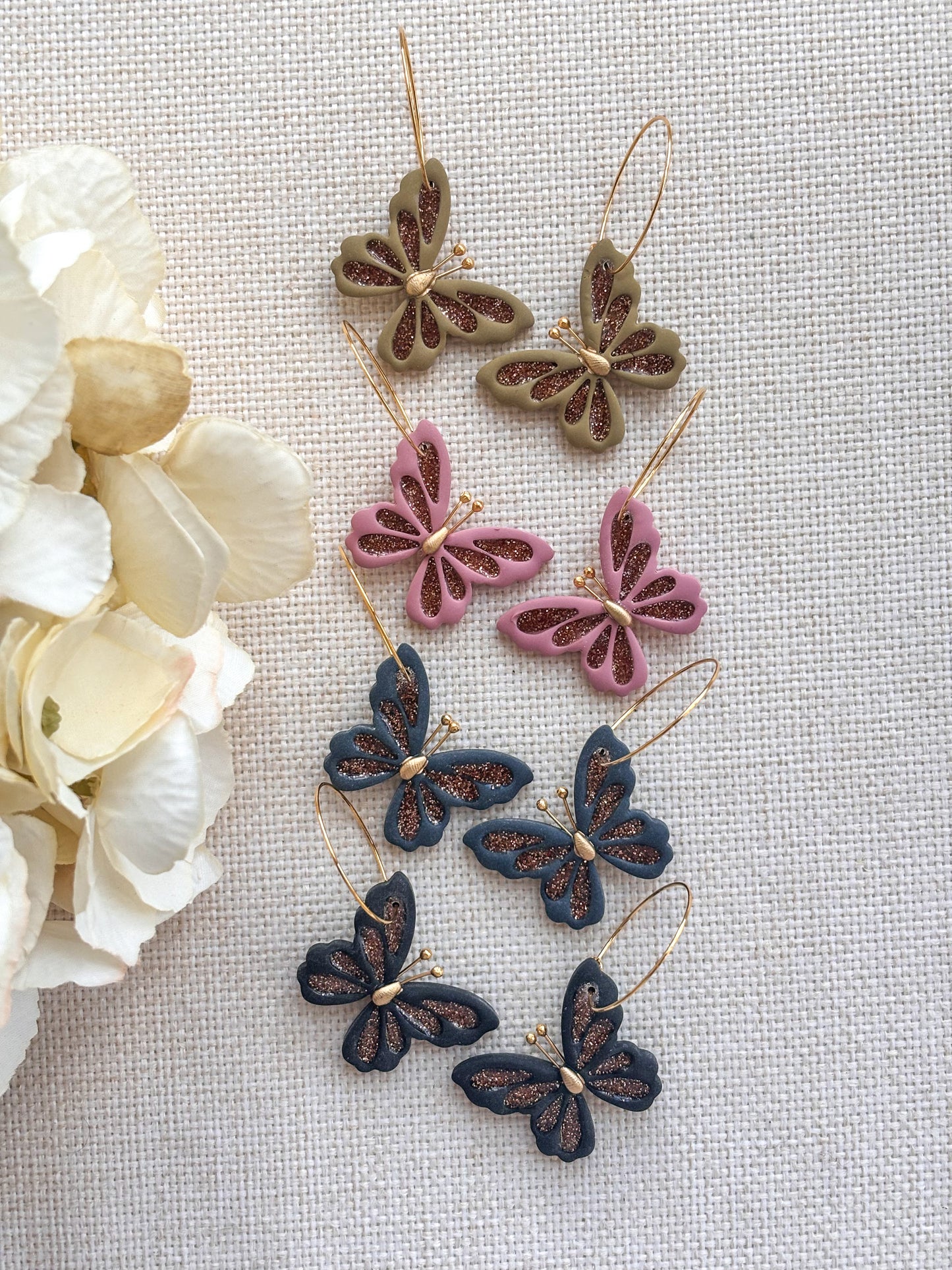 Glitter Butterfly Hoops