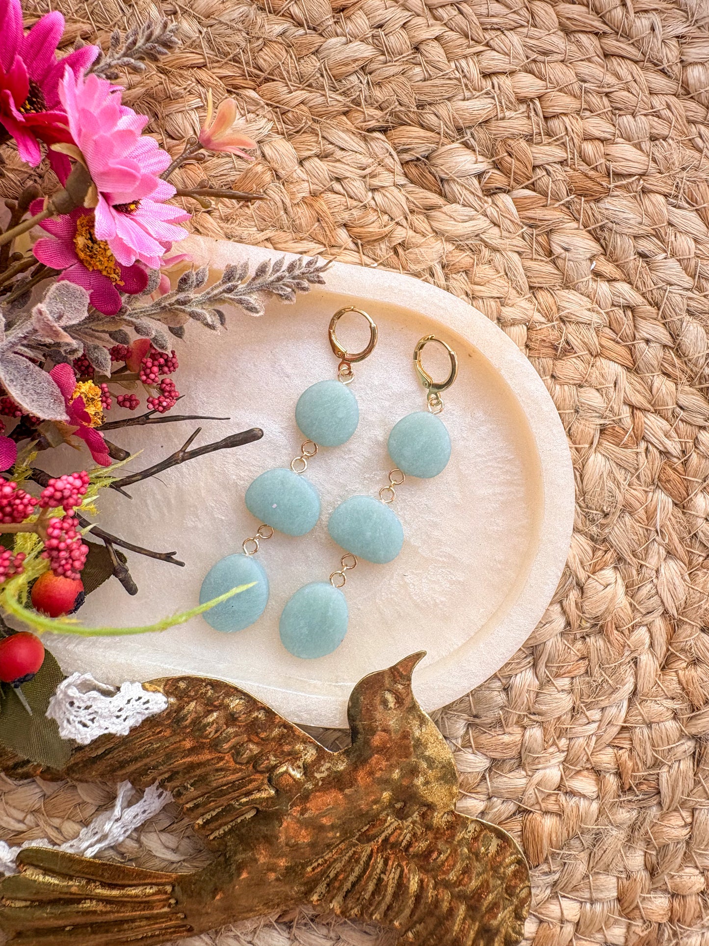Faux sea glass pebble huggies